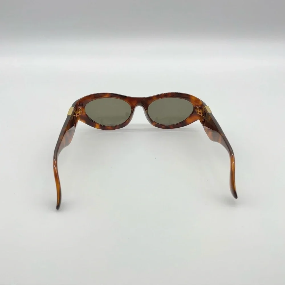 Auth Fendi Gold Logo Brown Print Sunglasses
